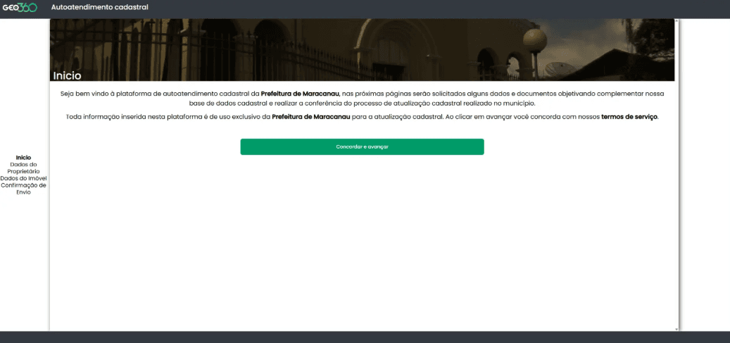 Etapa Dados do Proprietário no autoatendimento