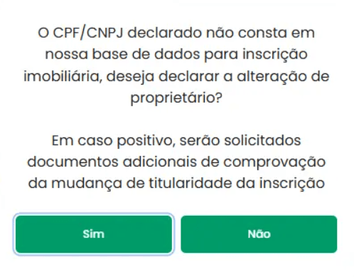 Envio de documentos comprobatórios de titularidade