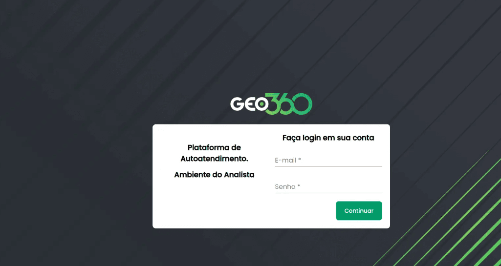 Tela de login da plataforma do analista
