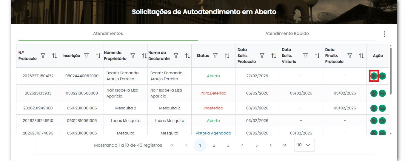 Registro de inconsistência pelo contribuinte no autoatendimento